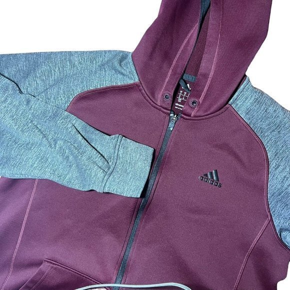 adidas Other - ADIDAS Climawarm M Full Zip Up‎ Long Sleeve Burgandy/Grey Hoodie Sweatshirt